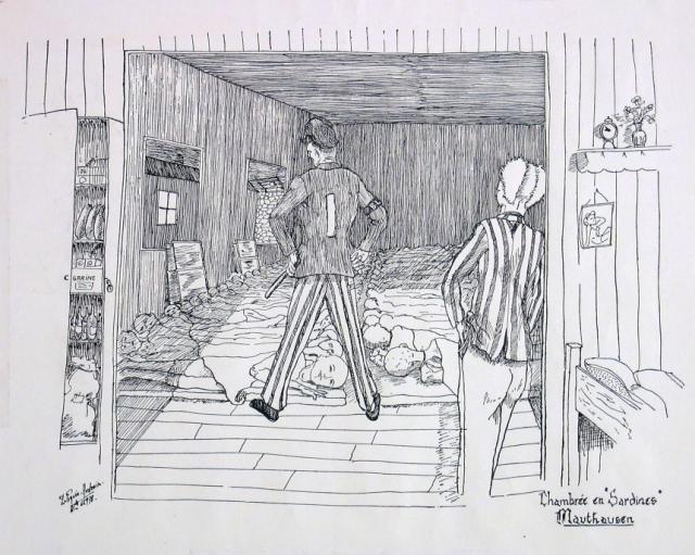 Diciotto disegni del deportato francese PIQUÉE-AUDRAIN, Mauthausen, matricola 62978, che illustrano la vita del lager. 