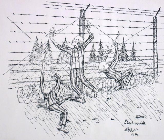 Diciotto disegni del deportato francese  PIQUÉE-AUDRAIN, Mauthausen, matricola 62978, che illustrano la vita del lager. 