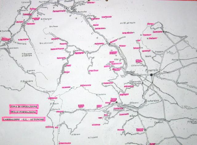 1.	Cartina della zona di operazione delle formazioni Garibaldini – G.L. - Autonomi